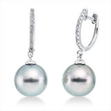 Ohrschmuck 18 kt WG, 20 Brill. 0,06 ct, W-si, 2 TA silbergrau 9 mm