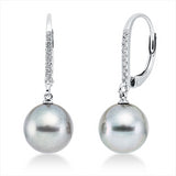 Ohrschmuck 18 kt WG, 14 Brill. 0,09 ct, TW-si2, 2 TA silbergrau 9,5 mm