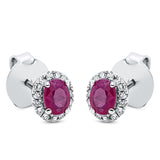 Ohrstecker 18 kt WG, 30 Brill. 0,08 ct, TW-si, 2 Rubine 0,45 ct rot