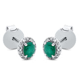 Ohrstecker 18 kt WG, 30 Brill. 0,08 ct, TW-si, 2 Smaragde 0,31 ct grün