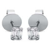 Ohrstecker 18 kt WG, 10 Bag. 0,18 ct, TW-si, 8 Brill. 0,03 ct, TW-si
