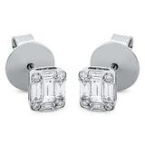 Ohrstecker 18 kt WG, 10 Bag. 0,36 ct, TW-si, 8 Brill. 0,05 ct, TW-si