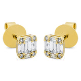 Ohrstecker 18 kt GG, 10 Bag. 0,44 ct, TW-si, 8 Brill. 0,06 ct, TW-si