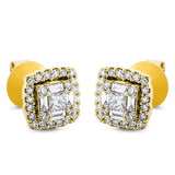 Ohrstecker 18 kt GG, 8 Bag. 0,14 ct, TW-si, 2 Princ. 0,17 ct-si, 48 Brill. 0,31 ct, TW-si