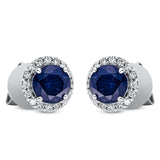 Ohrstecker 18 kt WG, 32 Brill. 0,16 ct, TW-si, 2 Saphire 1,34 ct blau
