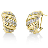 Creolen 18 kt GG, 68 Brill. 0,82 ct, TW-si, 12 Brill. 0,30 ct, TW-si, 20 Brill. 0,11 ct, TW-si