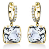 Ohrschmuck 18 kt GG, 14 Brill. 0,21 ct, TW-si, 2 Amethyste 8,60 ct grün