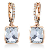 Ohrschmuck 18 kt RG, 16 Brill. 0,10 ct, TW-si, 2 Amethyste 5,20 ct grün