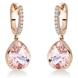 Ohrschmuck 18 kt RG, 18 Brill. 0,12 ct, TW-si, 2 Morganit 4,80 ct rosa
