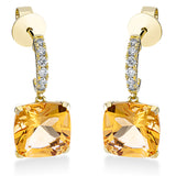 Ohrschmuck 18 kt GG, 12 Brill. 0,23 ct, TW-si, 2 Citrin 7,20 ct gelb