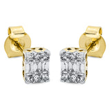 Ohrstecker 18 kt GG+WG, 12 Princ. 0,13 ct, TW-si, 6 Bag. 0,13 ct, TW-si