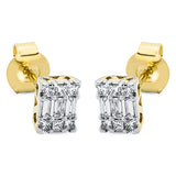 Ohrstecker 18 kt GG+WG, 12 Princ. 0,18 ct, TW-si, 6 Bag. 0,13 ct, TW-si
