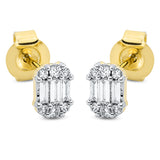 Ohrstecker 18 kt GG+WG, 6 Bag. 0,08 ct, TW-si, 12 Brill. 0,08 ct, TW-si