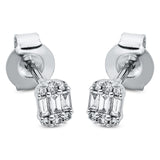 Ohrstecker 18 kt WG, 6 Bag. 0,08 ct, TW-si, 12 Brill. 0,08 ct, TW-si