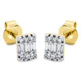 Ohrstecker 18 kt GG+WG, 12 Princ. 0,18 ct, TW-si, 6 Bag. 0,13 ct, TW-si