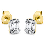 Ohrstecker 18 kt GG+WG, 6 Bag. 0,28 ct, TW-si, 12 Brill. 0,13 ct, TW-si