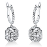 Ohrschmuck 14 kt WG, 4 Brill. 0,06 ct, F-si, 30 Bag. 0,72 ct, F-vsi, 60 Brill. 0,43 ct, F-si