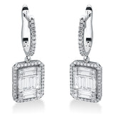 Ohrschmuck 18 kt WG, 16 Brill. 0,22 ct, F-vsi, 8 Bag. 0,62 ct, F-vsi, 8 Bag. 1,30 ct, F-vsi, 92 Brill. 0,63 ct, F-vsi