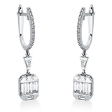 Ohrschmuck 14 kt WG, 6 Bag. 0,31 ct, F-vsi, 6 Bag. 0,68 ct, F-vsi, 64 Brill. 0,33 ct, TW-vsi