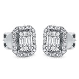 Ohrstecker 14 kt WG, 4 Brill. 0,06 ct, F-vsi, 6 Bag. 0,28 ct, F-vsi, 52 Brill. 0,38 ct, F-vsi