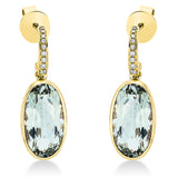 Ohrschmuck 18 kt GG, 18 Brill. 0,09 ct, TW-si, 2 Amethyste 8,30 ct grün