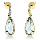 Ohrschmuck 18 kt GG, 18 Brill. 0,09 ct, TW-si, 2 Amethyste 7,90 ct grün