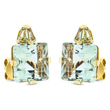 Ohrstecker 18 kt GG, 2 Amethyste 13,00 ct grün, 4 Peridot 0,70 ct grün