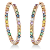 Creolen 18 kt RG, 4 Brill. 0,15 ct, TW-vsi/si, 58 Saphire 3,07 ct multicolor