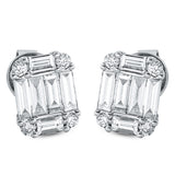 Ohrstecker 18 kt WG, 12 Bag. 0,77 ct, TW-vsi/si, 8 Brill. 0,14 ct, TW-vsi/si