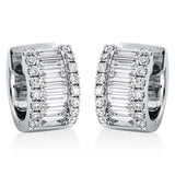 Creolen 18 kt WG, 20 Bag. 0,66 ct, TW-vsi, 32 Brill. 0,39 ct, TW-vsi/si
