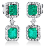 Ohrschmuck 900 Pt Platin, 66 Brill. 0,82 ct, TW-si, 4 Smaragde 2,58 ct grün