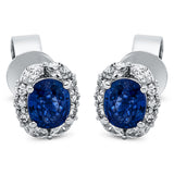 Ohrstecker 18 kt WG, 8 Nav. 0,22 ct, TW-si, 12 Brill. 0,11 ct, TW-si, 2 Saphire 1,24 ct blau