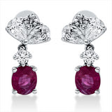 Ohrschmuck 14 kt WG, 4 Tropfen 0,74 ct, TW-vsi, 4 Brill. 0,28 ct, TW-vsi, 2 Rubine 1,42 ct rot