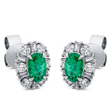 Ohrstecker 18 kt WG, 12 Trap. 0,17 ct, TW-si, 12 Brill. 0,39 ct, TW-si, 2 Smaragde 0,75 ct grün