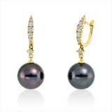 Ohrschmuck 18 kt GG, 16 Brill. 0,38 ct, TW-vsi/si, 2 TA grün 12 mm
