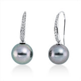 Ohrhänger 18 kt WG, 20 Brill. 0,16 ct, W-si, 2 TA grau 10 mm