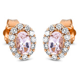 Ohrstecker 18 kt RG, 24 Brill. 0,25 ct, TW-si, 2 Morganit 0,40 ct rosé