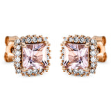 Ohrstecker 18 kt RG, 16 Brill. 0,12 ct, TW-si, 8 Dia. 0,02 ct, TW-si, 16 Brill. 0,09 ct, TW-si, 2 Morganit 1,20 ct rosa