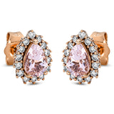 Ohrstecker 18 kt RG, 28 Brill. 0,21 ct, TW-si, 2 Morganit 0,70 ct rosa