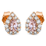 Ohrstecker 18 kt RG, 22 Brill. 0,25 ct, TW-si, 2 Morganit 0,46 ct rosa
