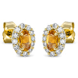 Ohrstecker 18 kt GG, 24 Brill. 0,25 ct, TW-si, 2 Citrin 0,42 ct gelb