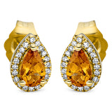 Ohrstecker 18 kt GG, 40 Dia. 0,06 ct, TW-si, 2 Citrin 0,38 ct gelb