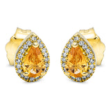 Ohrstecker 18 kt GG, 40 Dia. 0,07 ct, TW-si, 2 Citrin 0,48 ct gelb