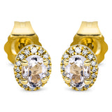Ohrstecker 18 kt GG, 32 Dia. 0,05 ct, TW-si, 2 Amethyste 0,30 ct grün