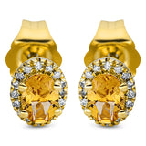 Ohrstecker 18 kt GG, 32 Dia. 0,05 ct, TW-si, 2 Citrin 0,28 ct gelb
