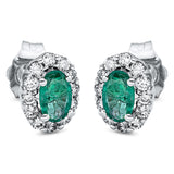 Ohrstecker 18 kt WG, 24 Brill. 0,25 ct, TW-si, 2 Smaragde 0,40 ct grün