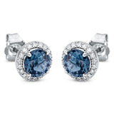 Ohrstecker 18 kt WG, 36 Brill. 0,17 ct, TW-si, 2 Topase 1,22 ct Lond. blue