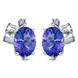 Ohrstecker 18 kt WG, 2 Brill. 0,03 ct, TW-si, 2 Tansanit 2,62 ct blau