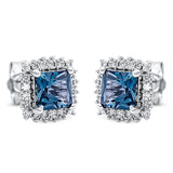 Ohrstecker 18 kt WG, 40 Brill. 0,23 ct, TW-si, 2 Topase 1,70 ct Lond. blue