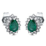 Ohrstecker 18 kt WG, 28 Brill. 0,21 ct, TW-si, 2 Smaragde 0,60 ct grün
